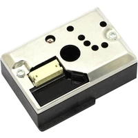 Kleiner elektronischer Bauteil mit einer Metallabdeckung, mehreren Löchern und einem weißen Kunststoffanschluss.